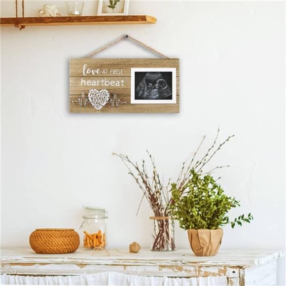 Pregnancy Announcement  - Love At First Heartbeat Sonogram Picture Frame 4" x 3" - Picture 4 of 7